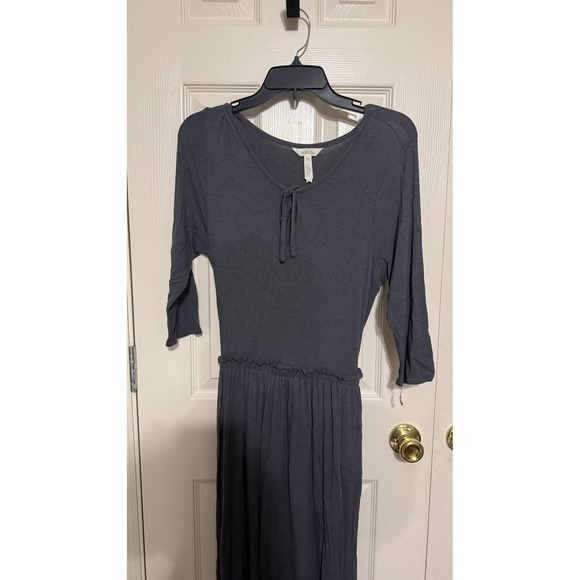 Matilda Jane Charcoal Gray Tie Neck 3/4 Sleeve Maxi Dress Women's Size M - Picture 3 of 5